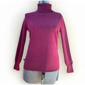 Ann Taylor Womens Small Cashmere Sweater Turtleneck Red Burgundy Long Sleeve Top